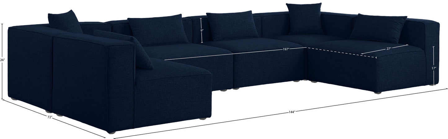 Cube - Linen 6 Piece Modular Armless Sectional