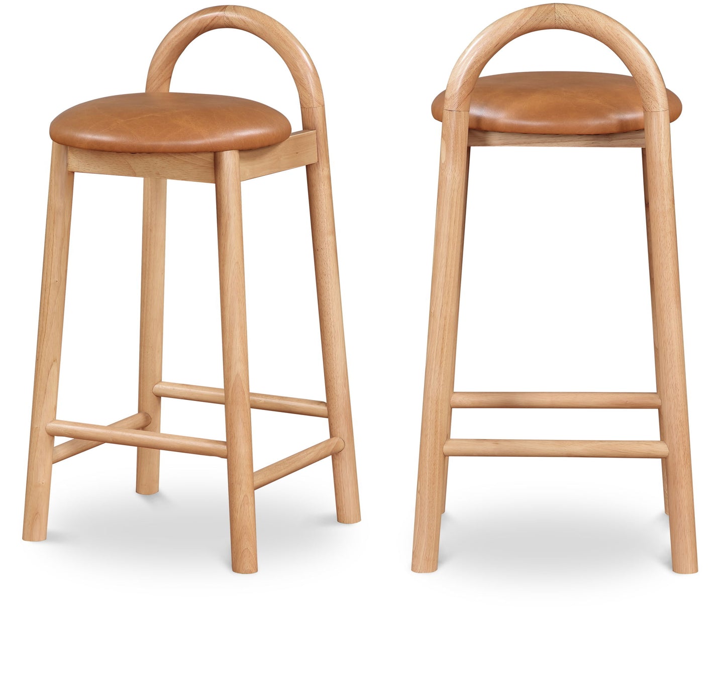 Calvin - Faux Leather Stool - Light Brown Legs