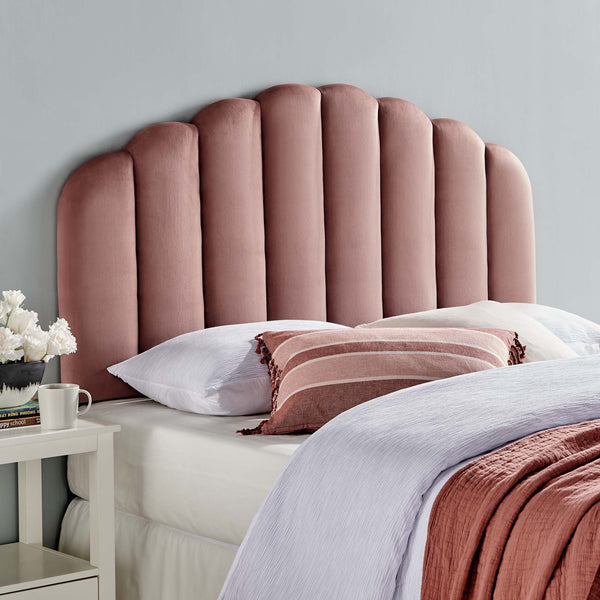 Veronique Performance Velvet Headboard - Full/Queen, Dusty Rose