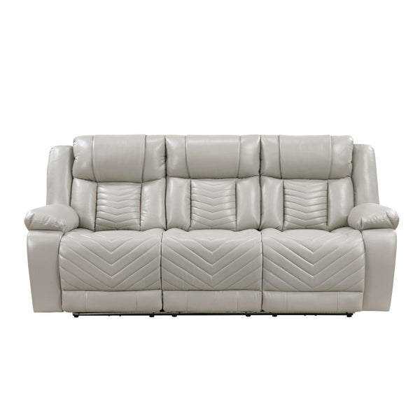 Huron Power Double Reclining Sofa with Center Drop-Down Cup Holders, Wireless Charger, Magazine Bag, LED and Charging Ports