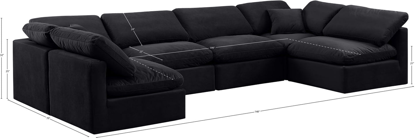Indulge - Velvet 6 Piece Modular U-Shaped Sectional