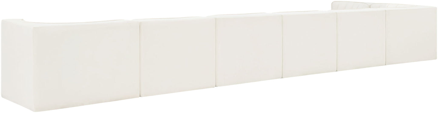 Rummi - Velvet Performance Fabric Upholstered 7 Piece Modular Sectional, L-Shaped (Right)