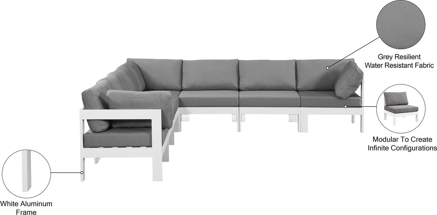 Nizuc - Outdoor Patio 7 Piece Modular Sectional With White Frame