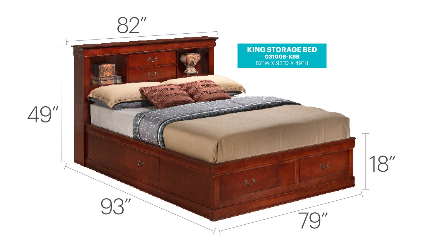 Glory Furniture - Louis Phillipe - Bookcase Storage Bed