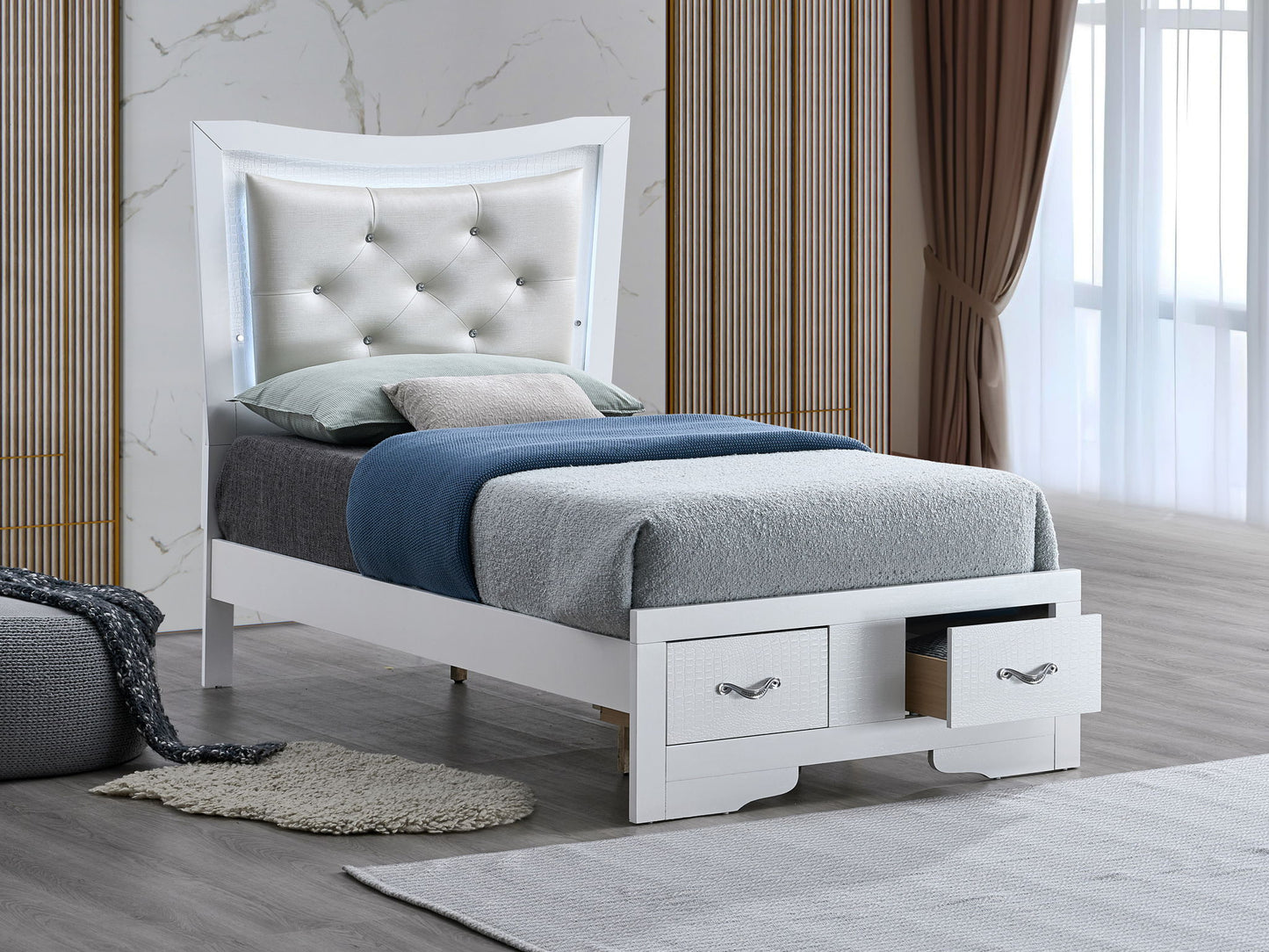 Glory Furniture - Lorana - Storage Bed With Upholstered Headboard