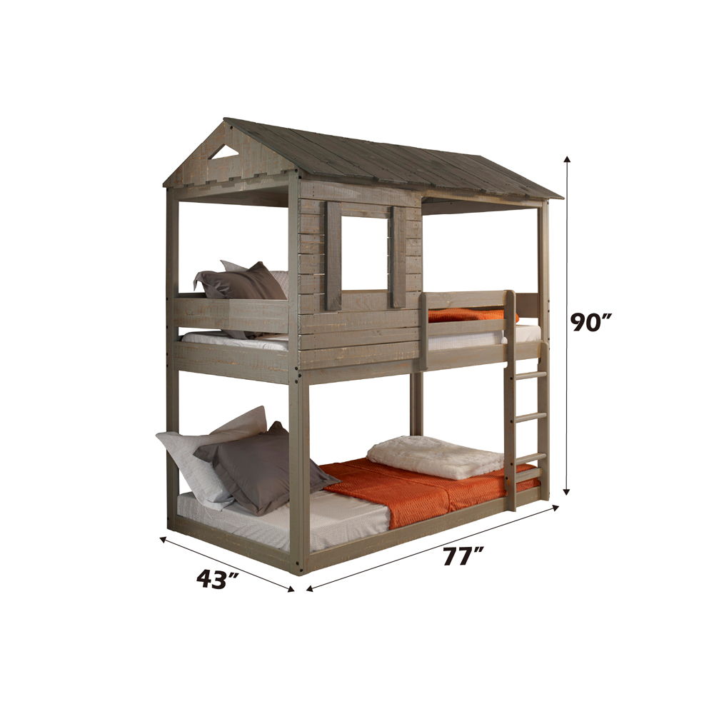 Darlene - Twin Over Twin Bunk Bed - Rustic Gray