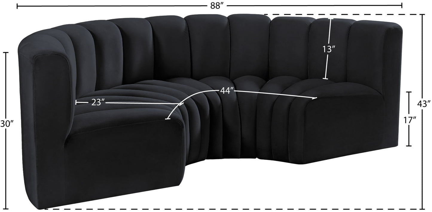 Arc - Velvet 4 Piece U-Shaped Modular Sofa