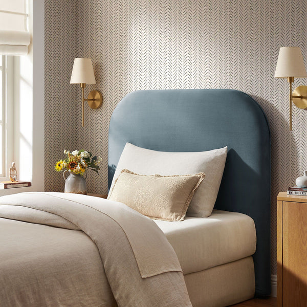 Keynote Twin Stain-Resistant Performance Velvet Headboard - Twin, Cadet Blue