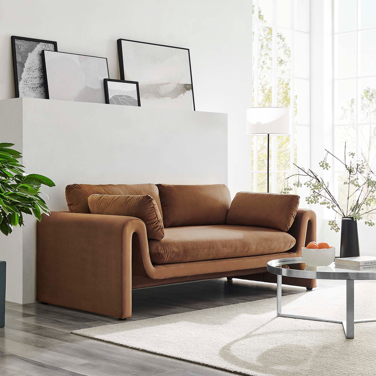 Waverly Performance Velvet Sofa - Brown