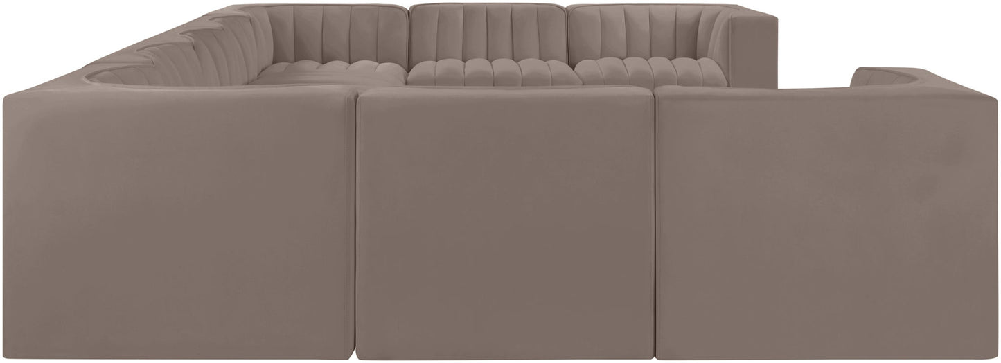 Rummi - Velvet Performance Fabric Upholstered 9 Piece Modular Sectional