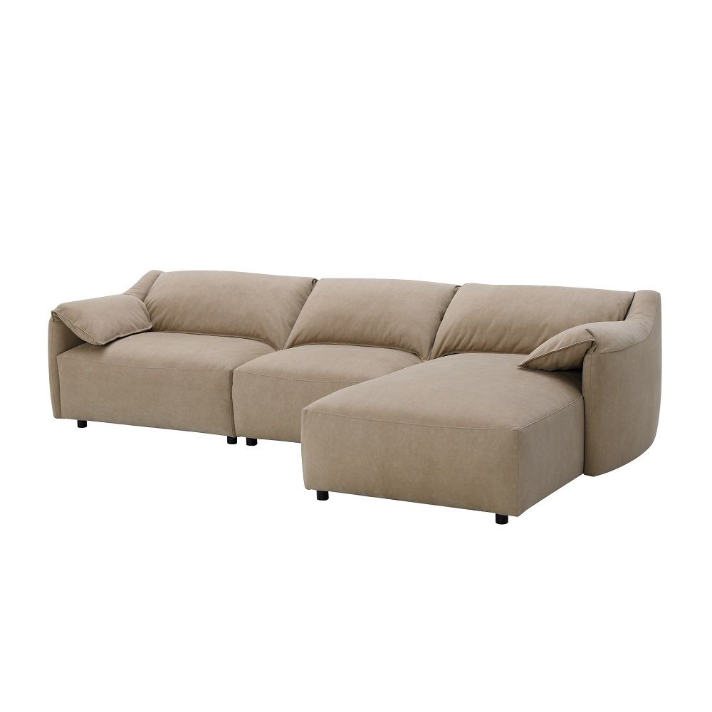 Veata - Sectional Sofa - Light Brown Suede