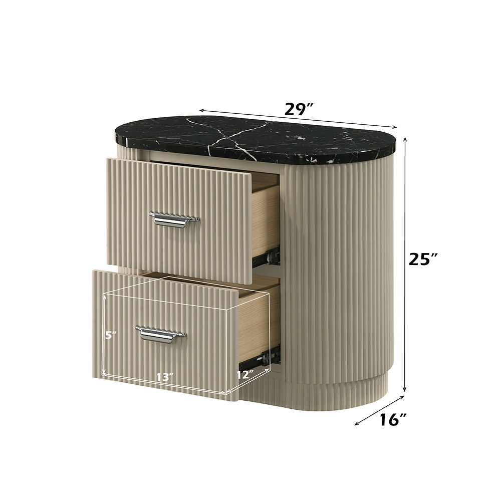 Travonte - Nightstand - Gray / Beige