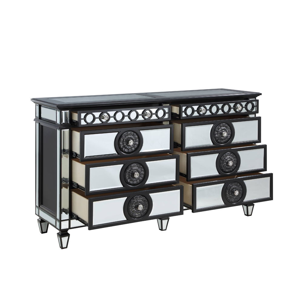 Varian II - Dresser - Mirrored, Black & Sliver