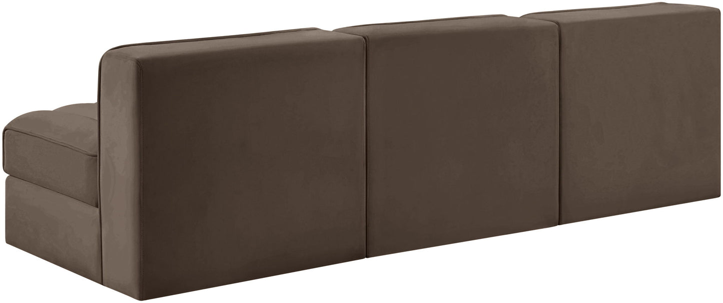 Rummi - Velvet Performance Fabric Upholstered 3 Piece Modular Armless Sofa