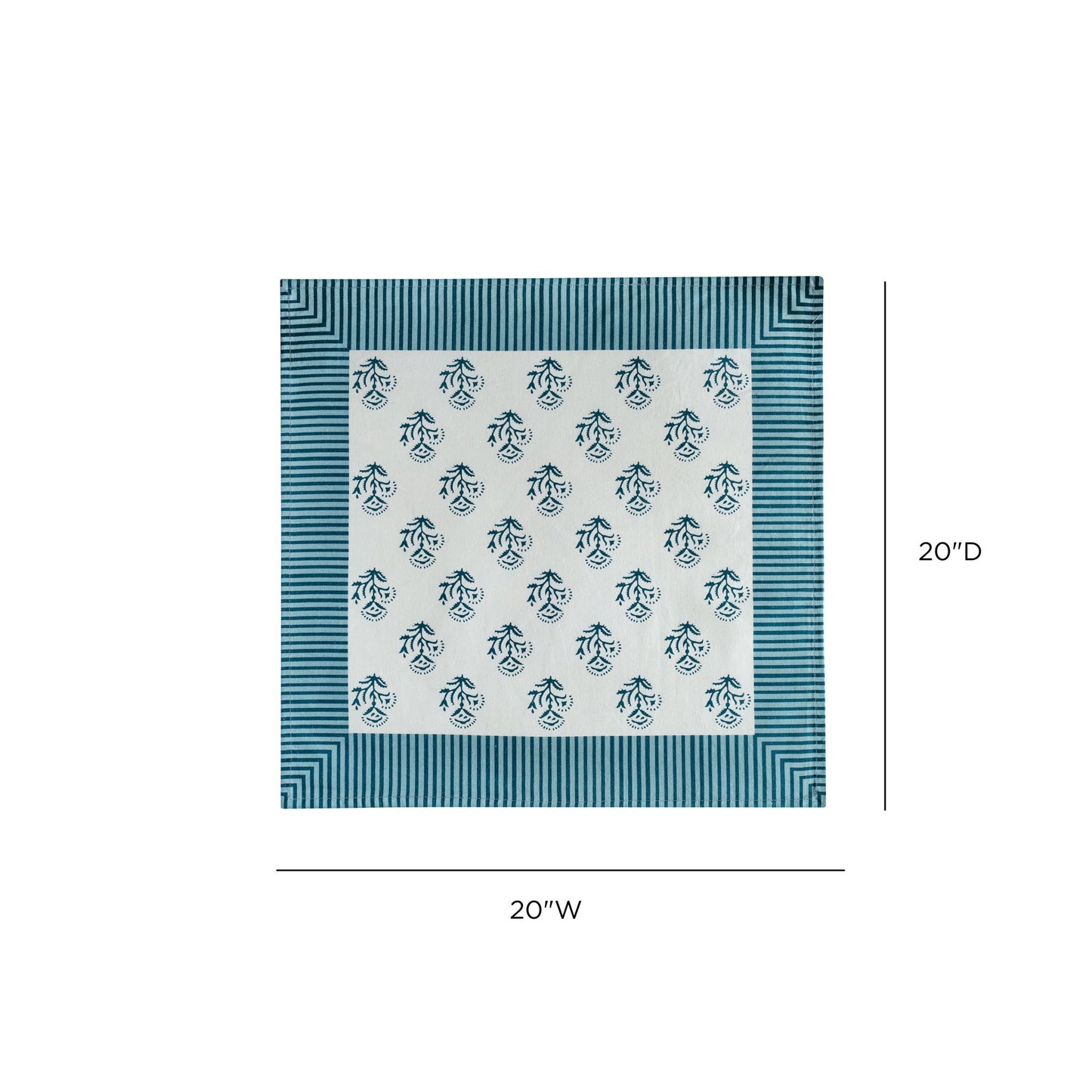 Crissy - Cotton Canvas Printed Napkins (Set of 4) - Blue Vintage Floral