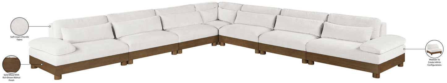 Turin - Chenille Fabric Upholstered Modular Sectional - Cream