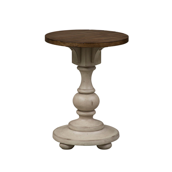 Morgan Creek - Chair Side Table - Antique White / Wirebrushed Tobacco Accents