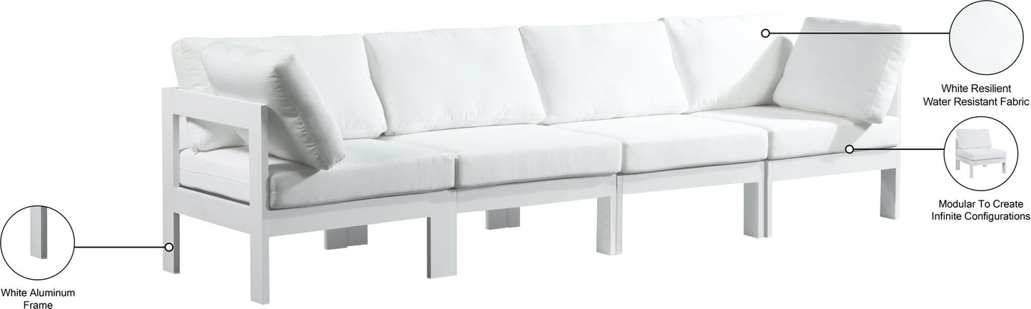 Nizuc - Outdoor Patio 4 Seat Modular Sofa With White Frame