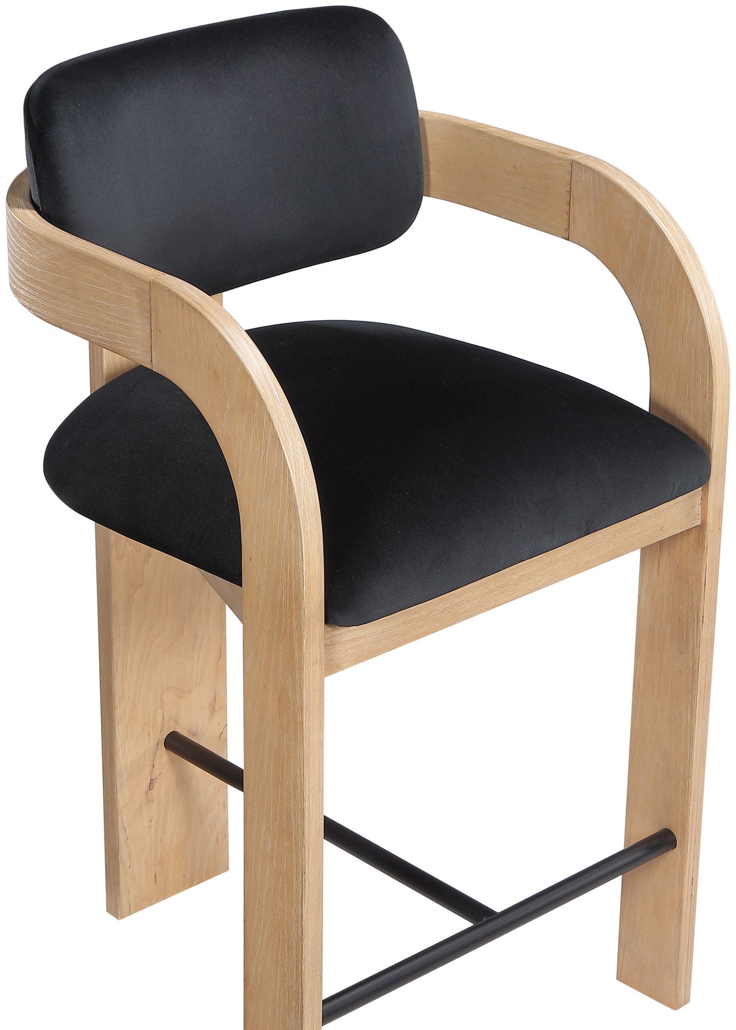 Cedra - Velvet Performance Fabric Upholstered Counter Stool - Natural Frame