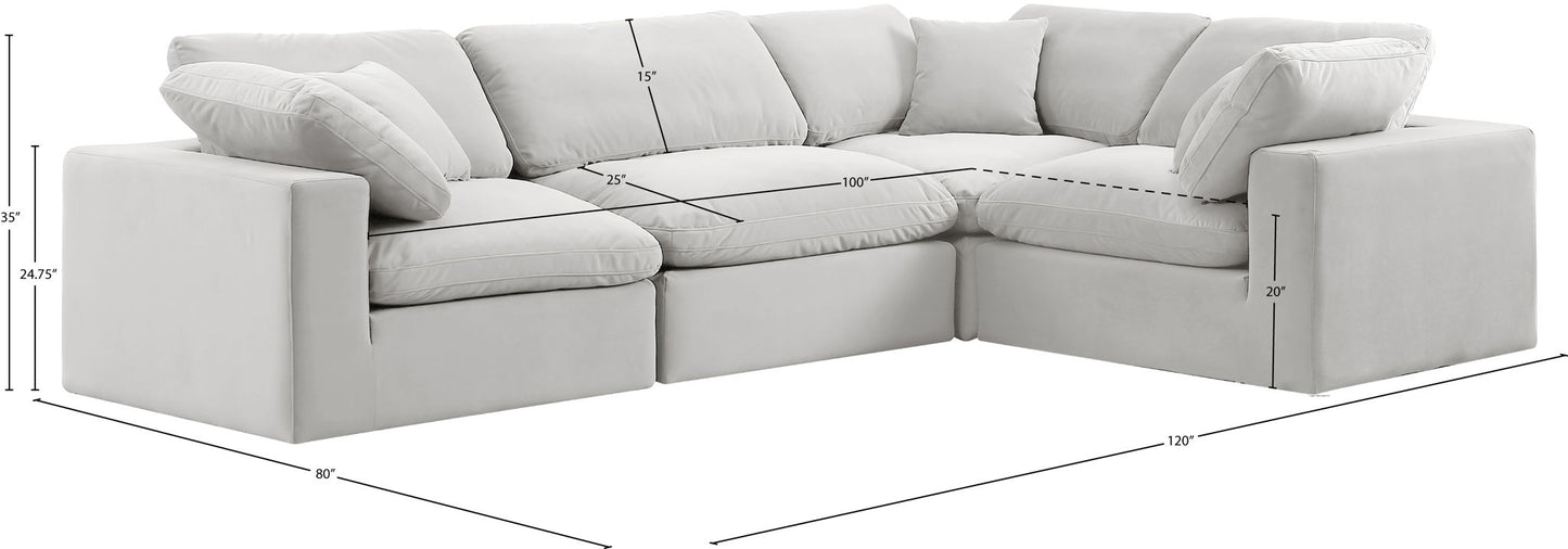 Comfy - 4 Piece Velvet Modular Sectional