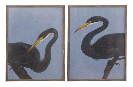 Bayou Heron Framed Print (Set of 2) - Blue / Black