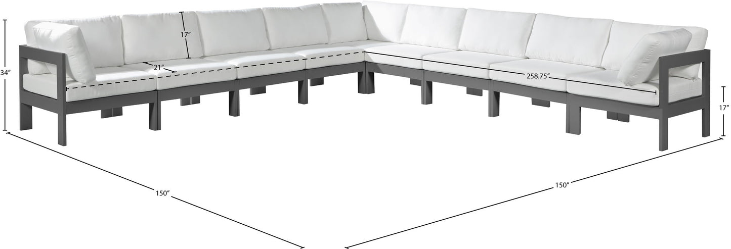 Nizuc - Outdoor Patio 9 Piece Modular Sectional With Gray Frame