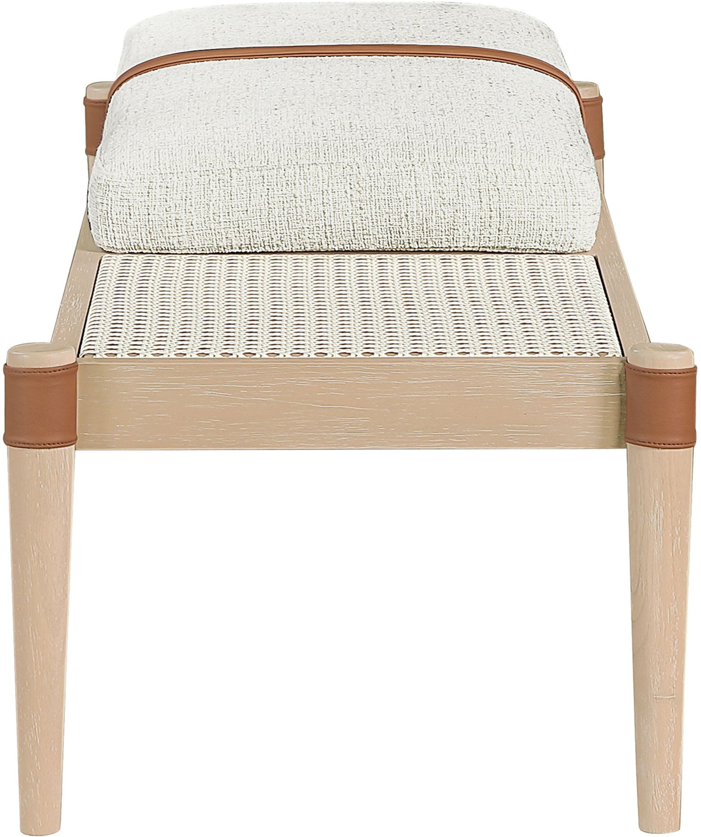 Nara - Linen Textured Fabric Upholstered Bench - Painted Natural
