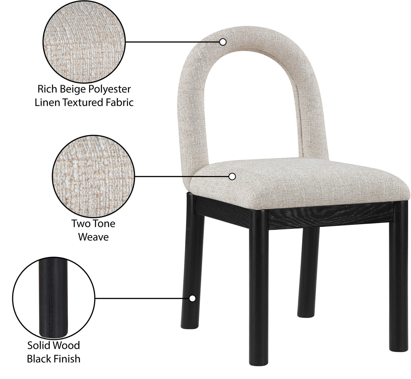 Conrad - Linen Dining Chair With Black Legs
