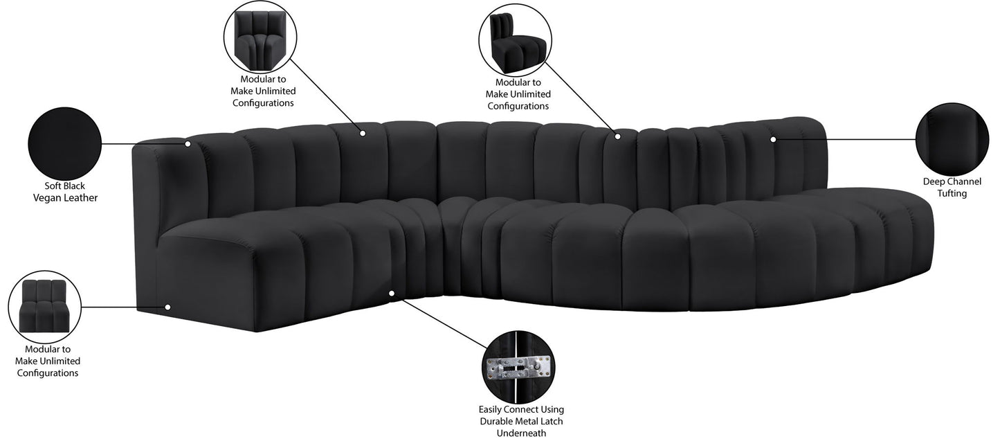 Arc - Faux Leather 6 Piece Curved Modular Sofa
