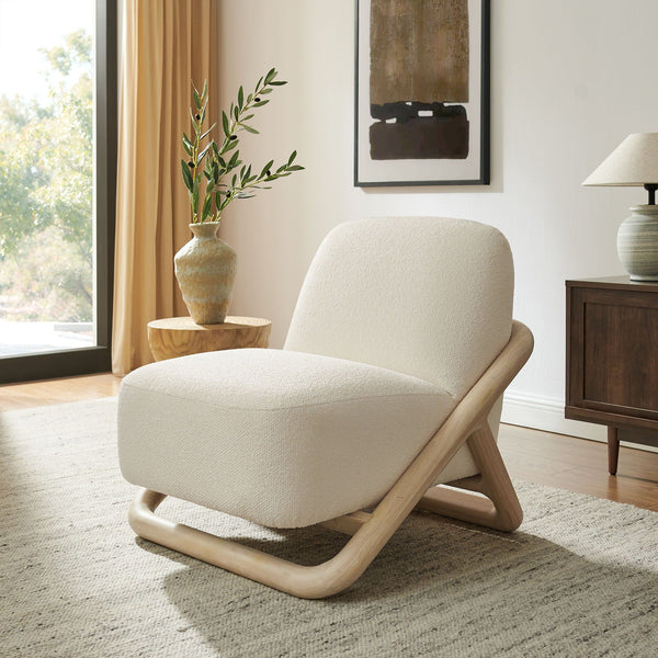 Vander Textured Fabric Accent Chair - Oak Cream