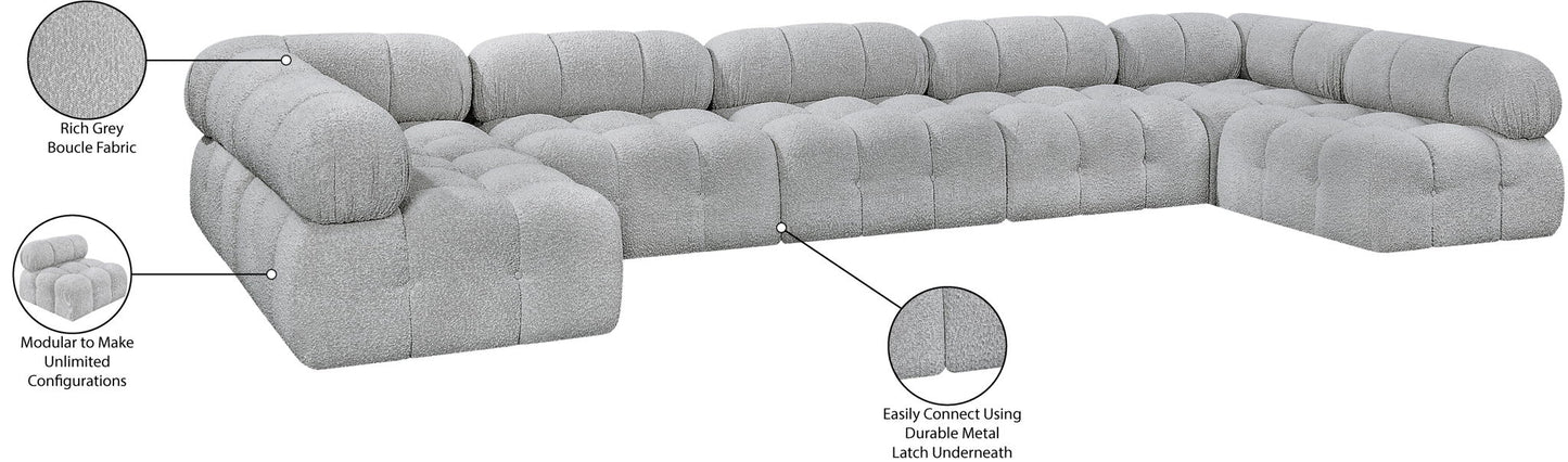 Ames - 7 Piece Boucle Fabric Modular Sectional