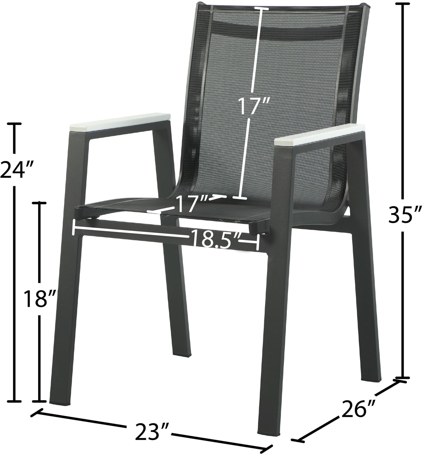 Nizuc - Outdoor Patio Dining Arm Chair With Gray Frame (Set of 2)