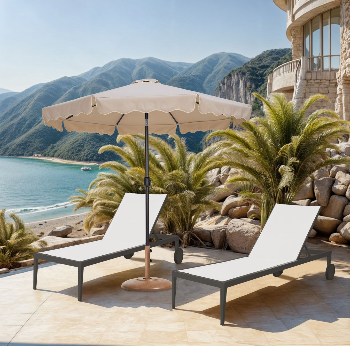 Amalfi - Patio Umbrella - Light Brown Base / Black Pole