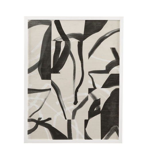 Ink Maze I Framed Print - Gray / Black