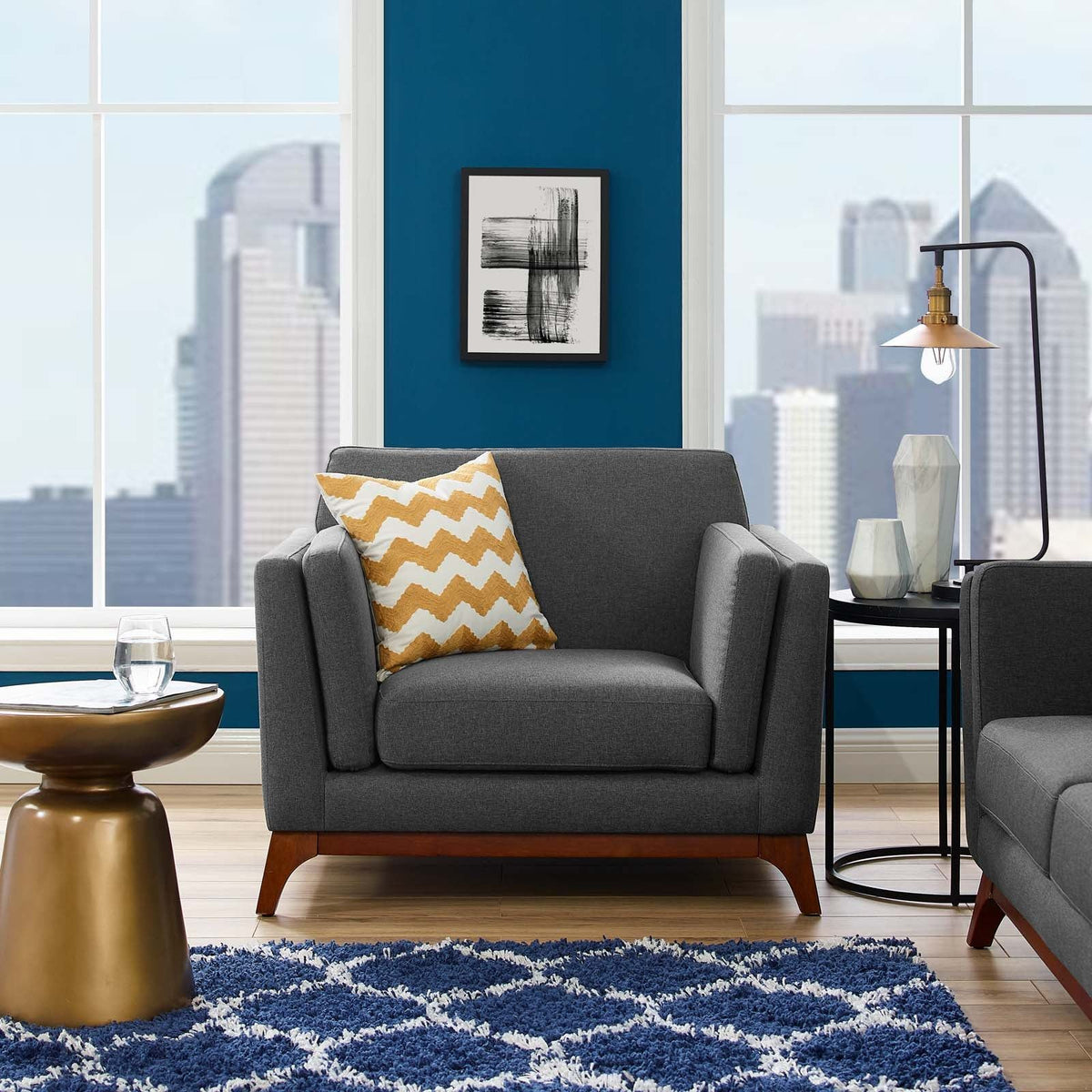 Chance Upholstered Fabric Armchair - Gray