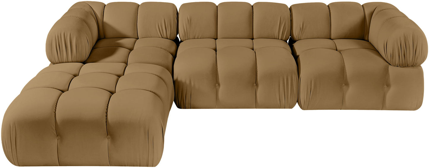 Orin - Velvet 4 Piece Modular Sectional With Chaise