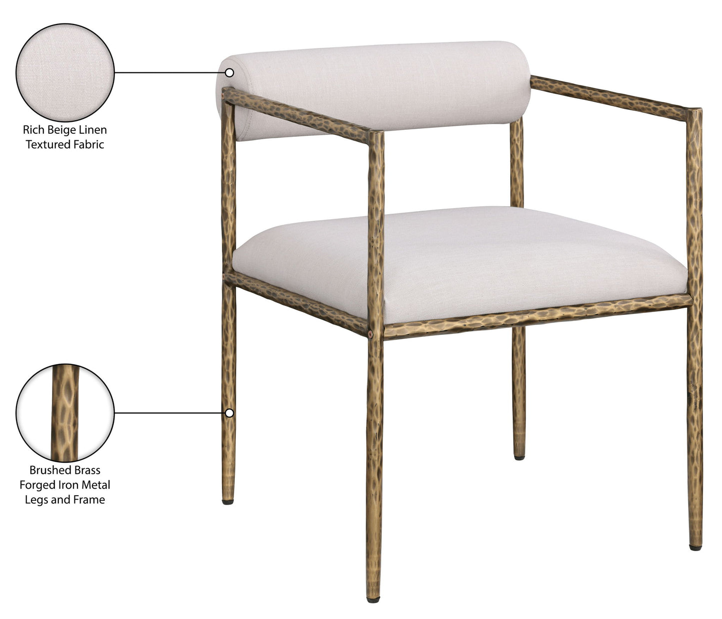 Axis - Linen Textured Beige Fabric Upholstered Dining Chair (Set of 2)