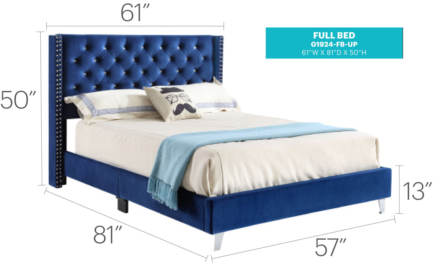 Glory Furniture - Julie - Faux Crystals Tufted Upholstered Bed