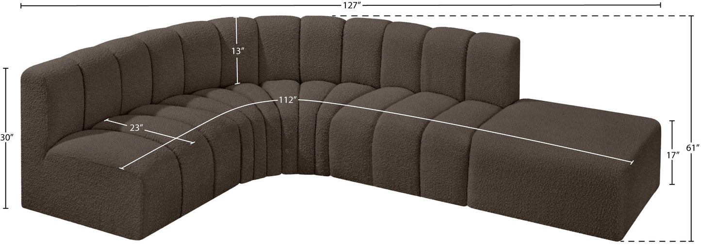 Arc - Boucle Fabric 5 Piece Corner Modular Sofa