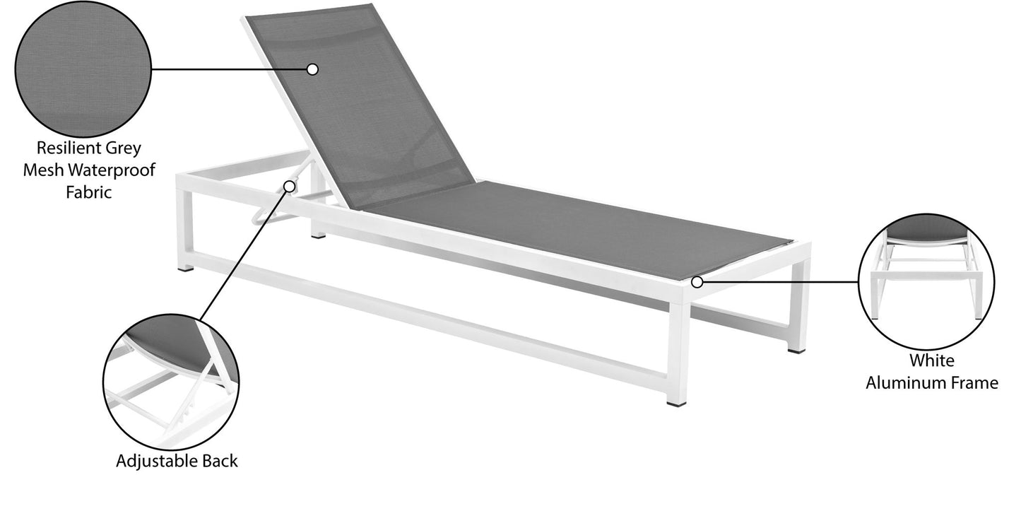 Maldives - Water Resistant Outdoor Patio Adjustable Sun Chaise Lounge Chair With White Base