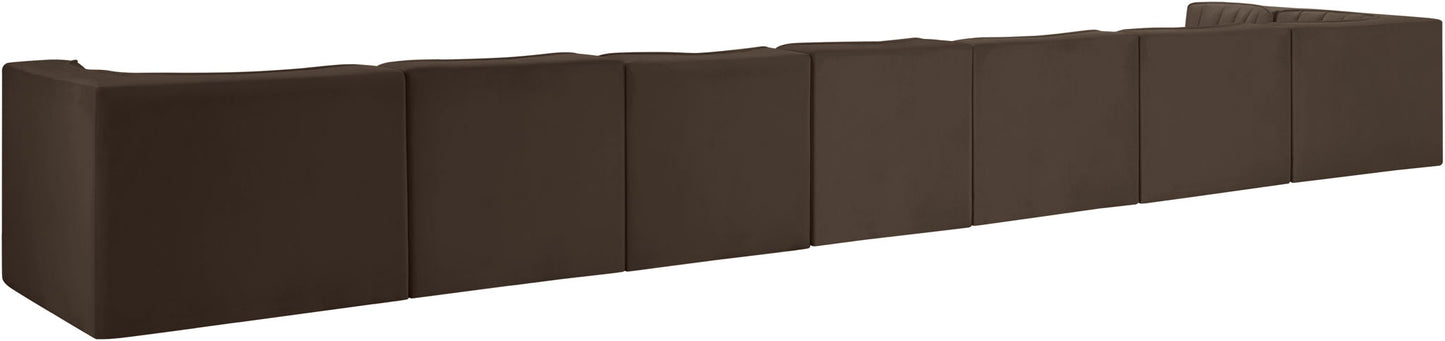 Rummi - Velvet Performance Fabric Upholstered 8 Piece Modular Sectional, L-Shaped (Right)