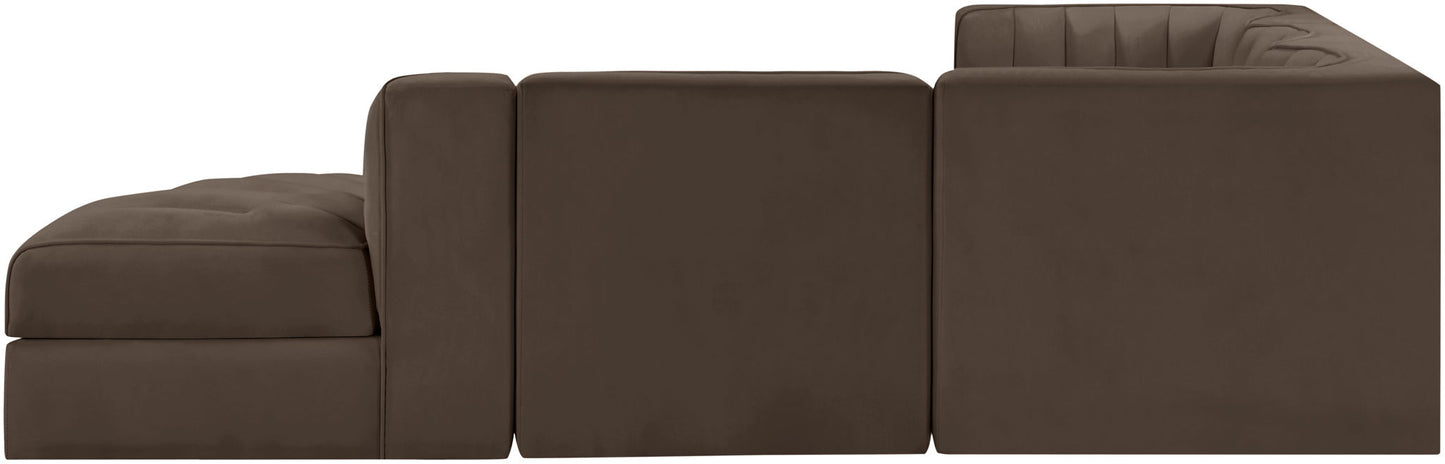 Rummi - Velvet Performance Fabric Upholstered 5 Piece Modular Sectional