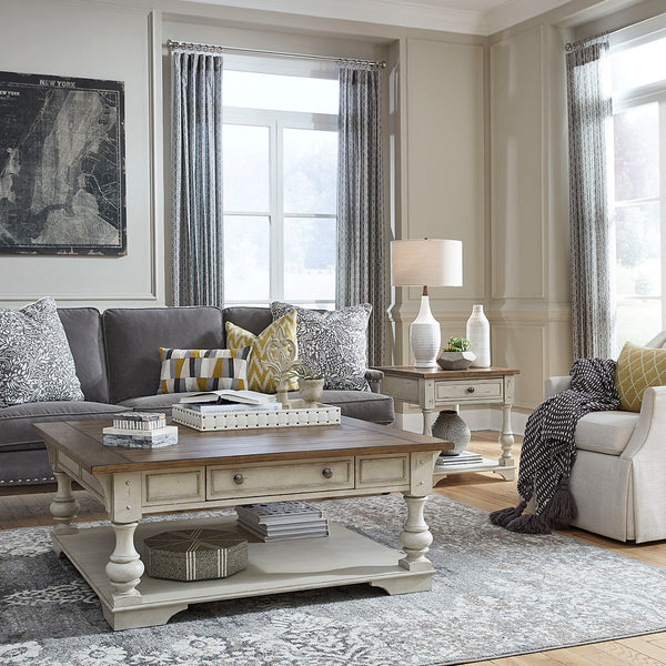 Morgan Creek - 3 Piece Living Room Set - Antique White / Wirebrushed Tobacco Accents