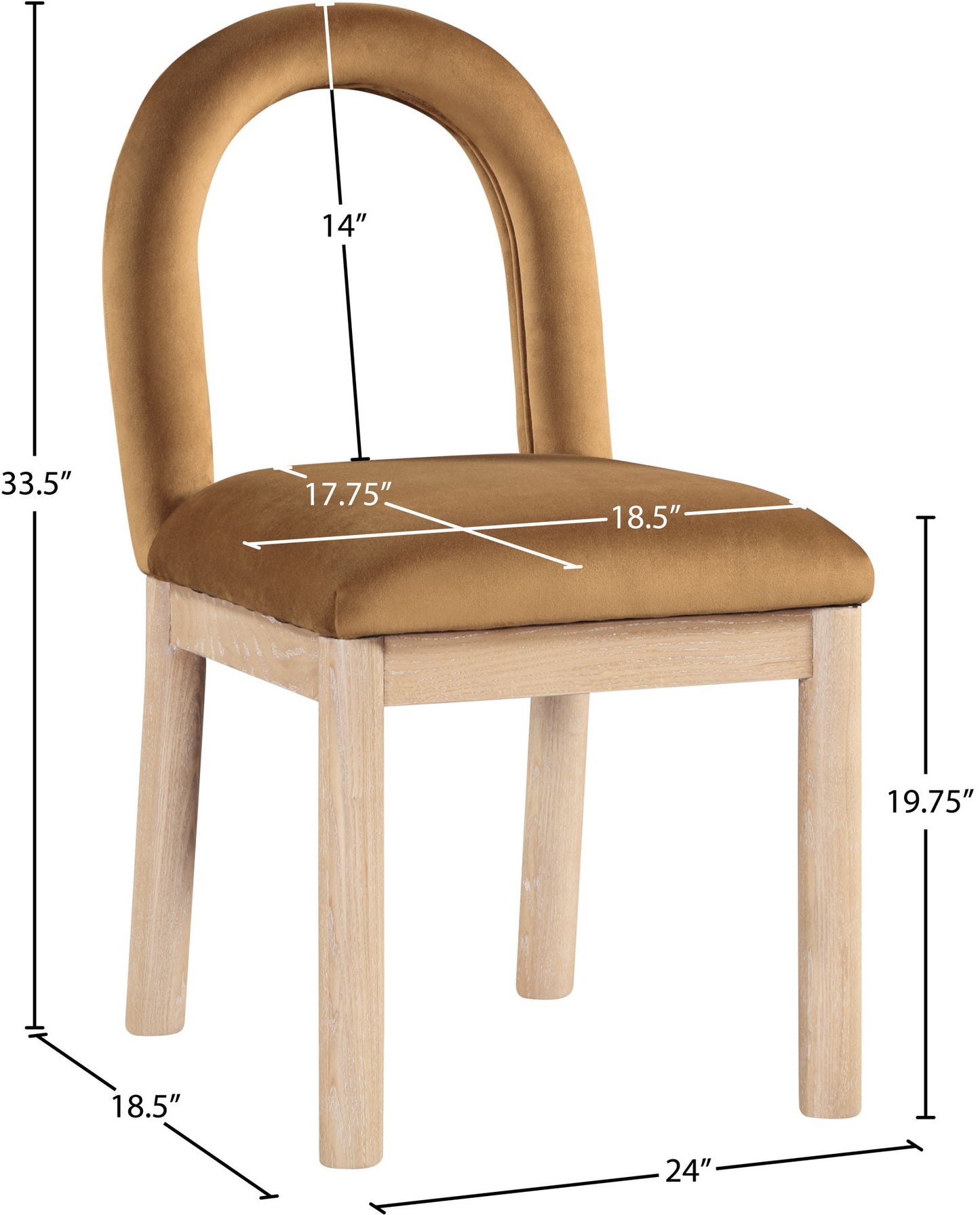 Conrad - Velvet Dining Chair With Natural Legs - Saddle