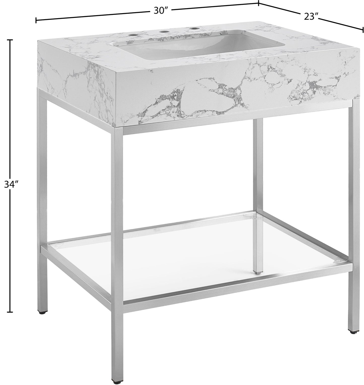 Marmo - Engineered Marble Bathroom Vanity With Chrome Base
