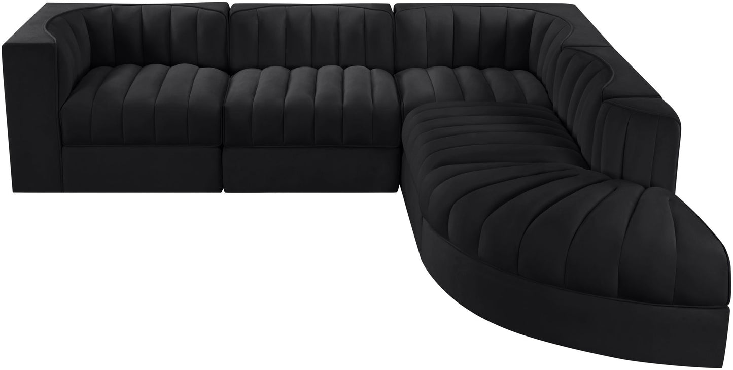 Rummi - Velvet Performance Fabric Upholstered 5 Piece Modular Sectional