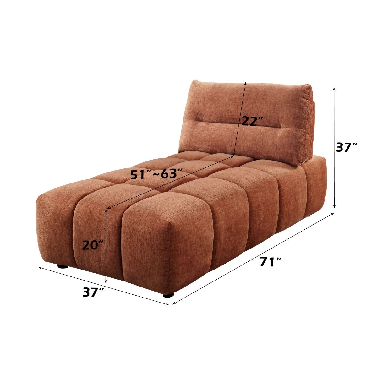 Loanna - Modular - Chaise - Coral Red Chenille