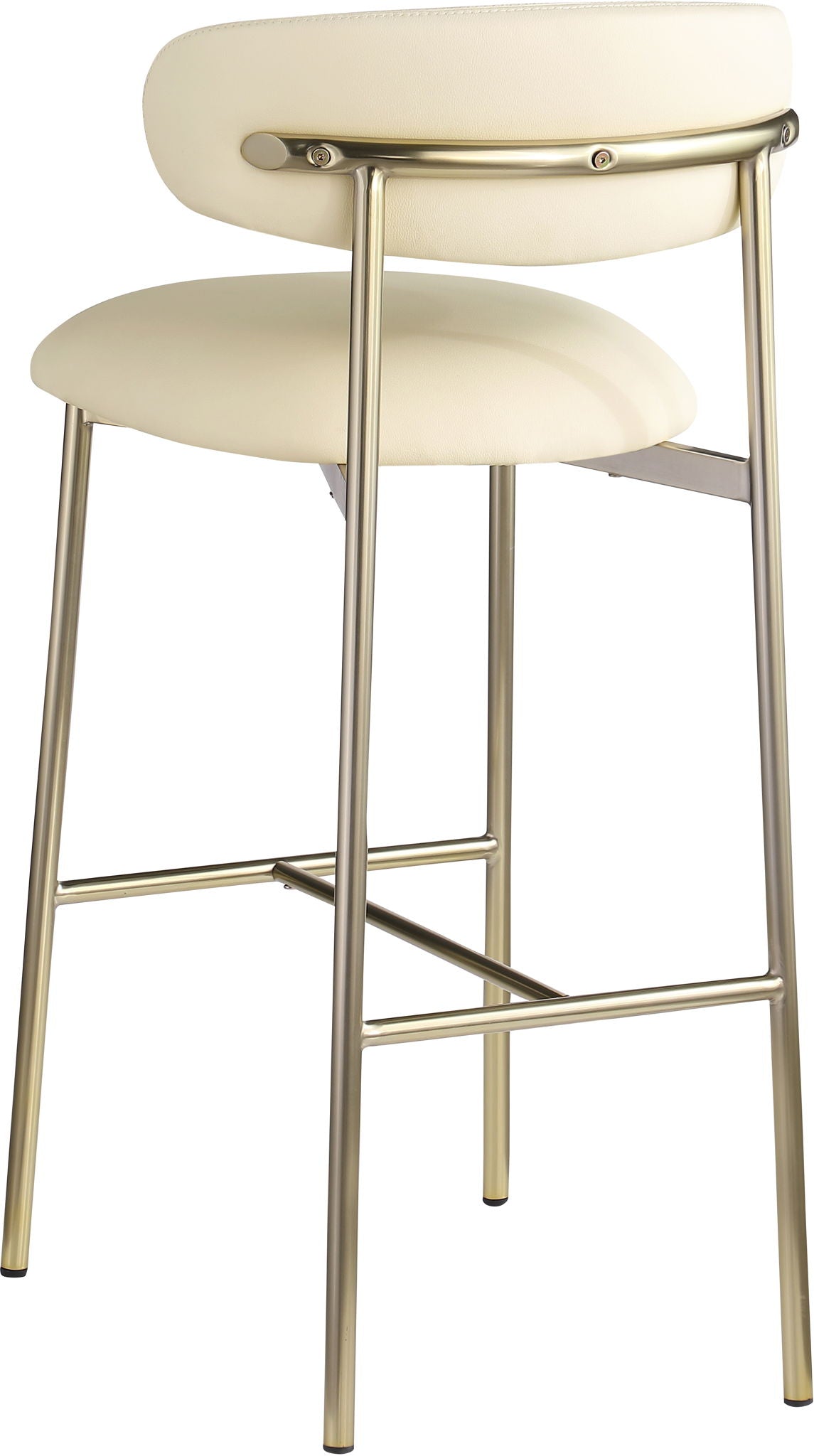 Lupita - Vegan Leather Upholstered Bar Stool (Set of 2) - Cream / Brushed Gold