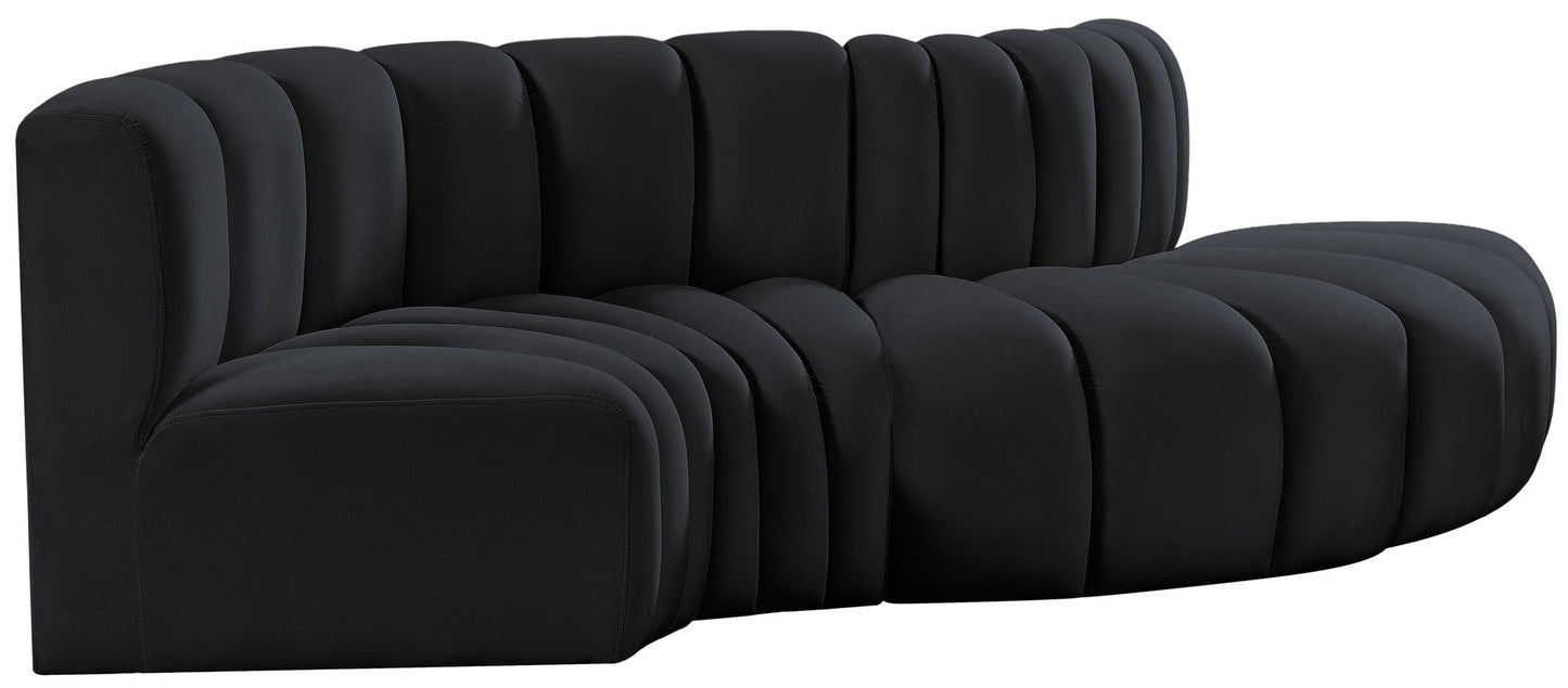 Arc - Velvet 4 Piece L-Shaped Modular Sofa