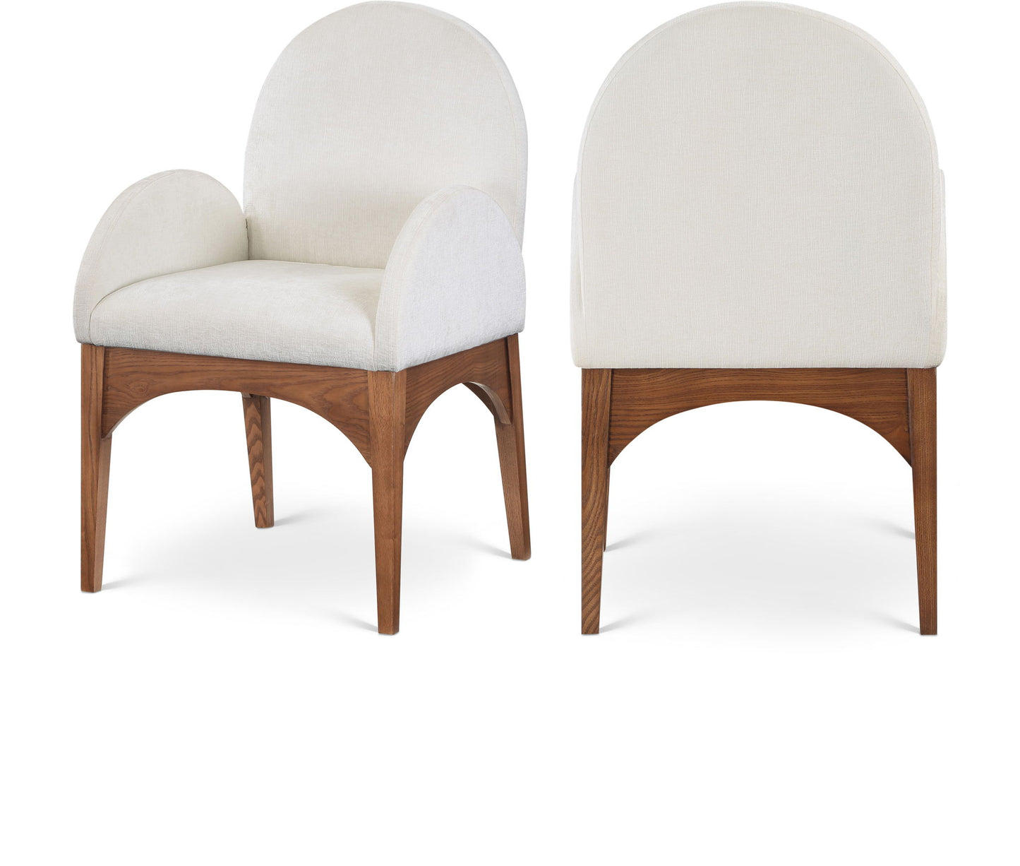 Waldorf - Chenille Dining Arm Chair With Brown Legs